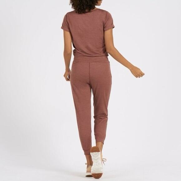 Vuori New All Day Jumpsuit Relaxed Fit Cropped Terracotta Heather Size Large - Picture 2 of 14